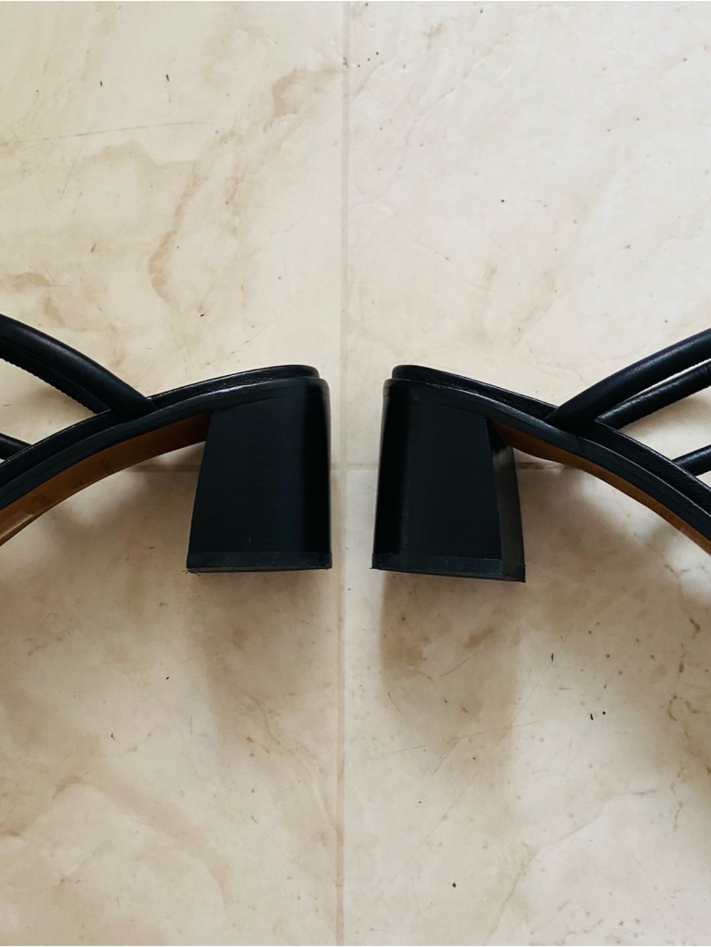 $138 Madewell Tayla Black Leather Block Heels Square Toe Slides Sandals Size 8.5 - Picture 7 of 14